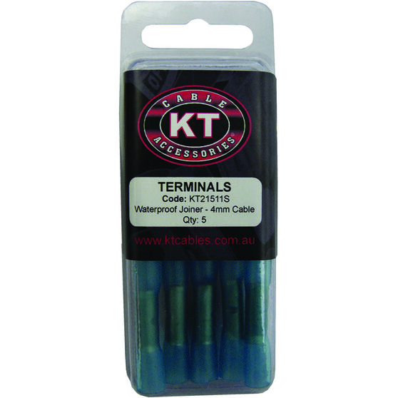 KT Cable Waterproof Butt Splice Joiner - 4mm Blue, 5 Pack