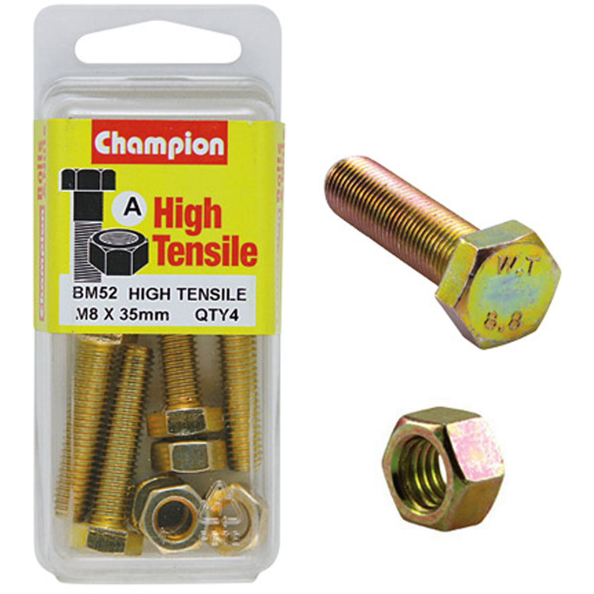 Champion High Tensile Bolts and Nuts BM52, M8x1.25 x 35mm, , scaau_hi-res