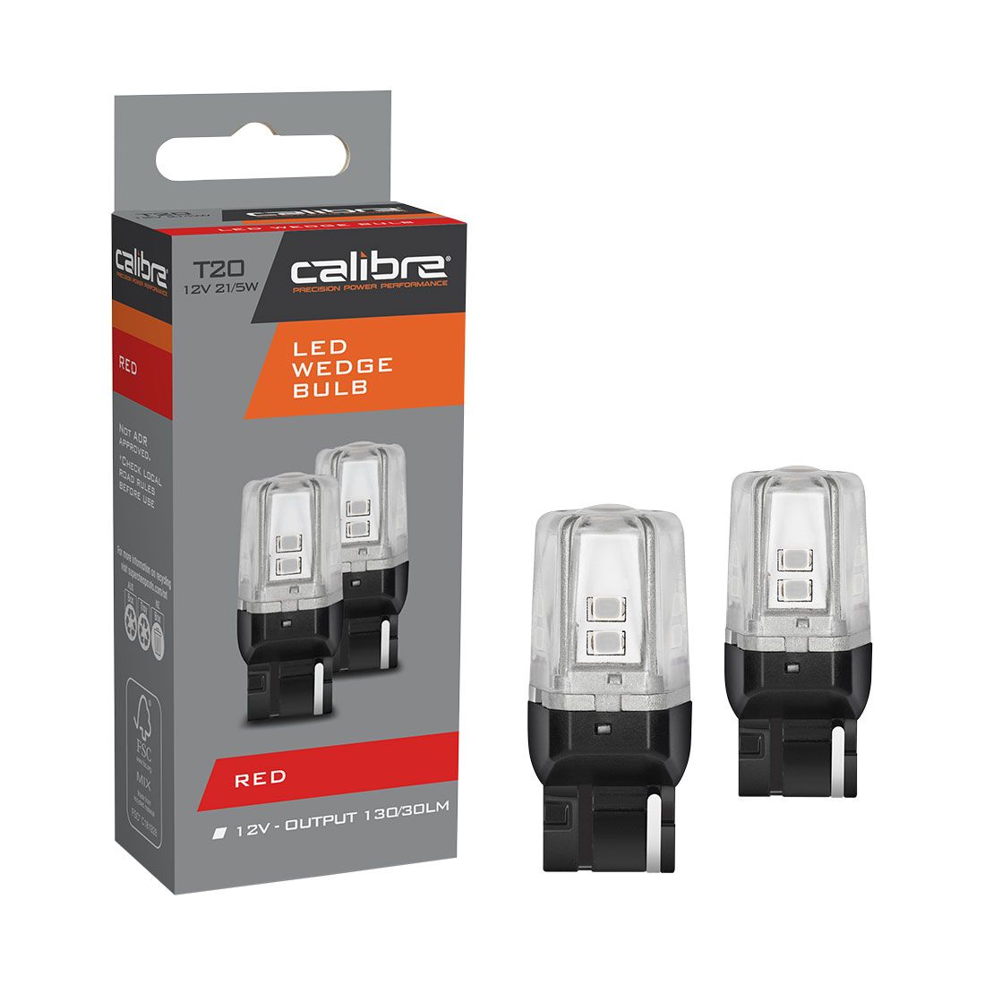 Calibre Automotive Globes - LED Red Wedge 12V, 21/5W, T20, , scaau_hi-res