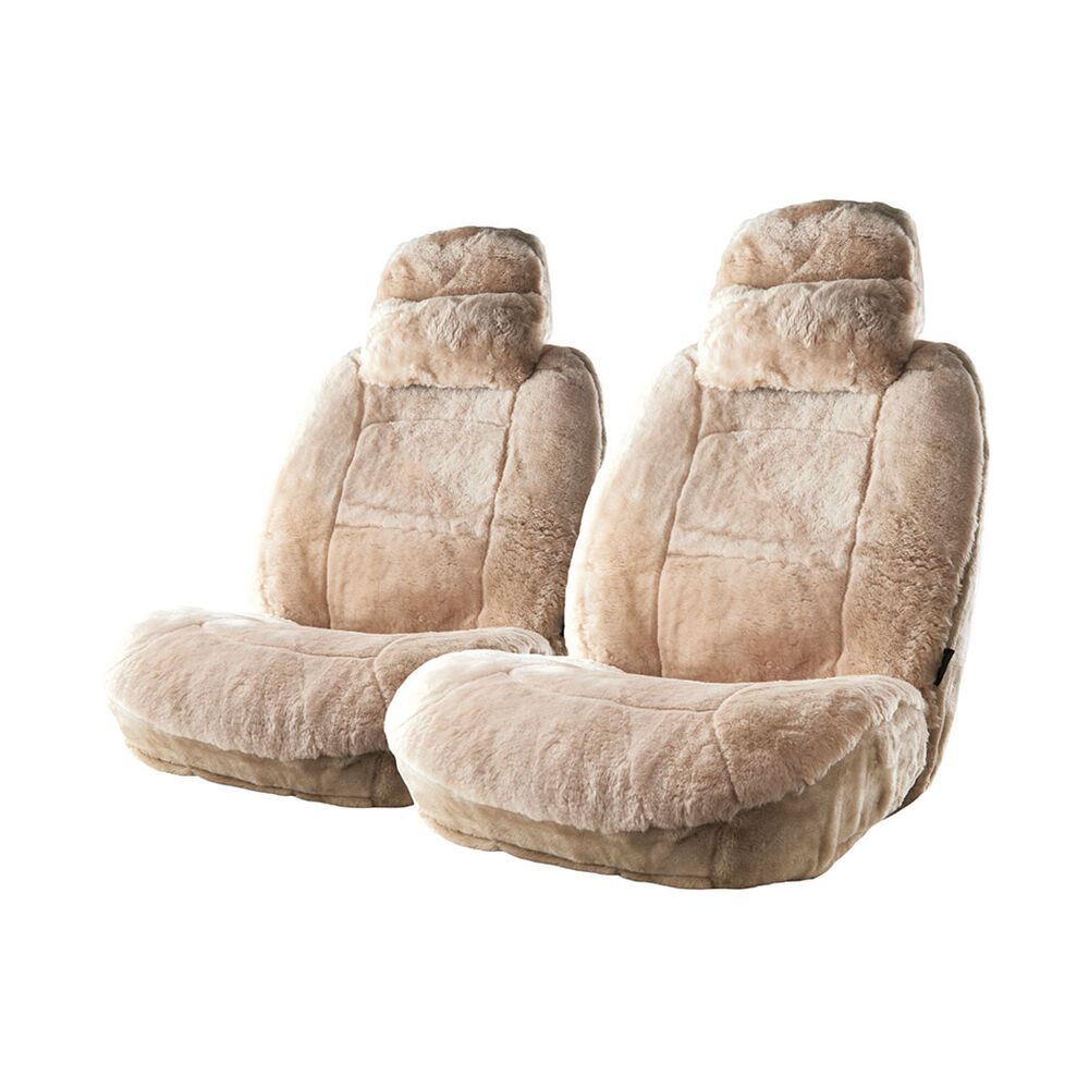 Platinum CLOUDLUX Sheepskin Seat Covers Bamboo Adjustable Headrests