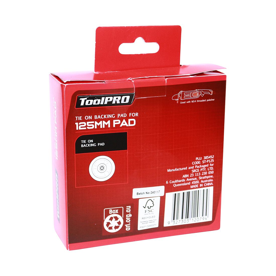 ToolPRO Tie On Backing Pad 125mm M14, , scaau_hi-res