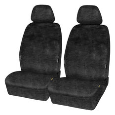 SCA Luxury Fur Seat Covers Black Adjustable Headrests Airbag Compatible 30SAB, , scaau_hi-res