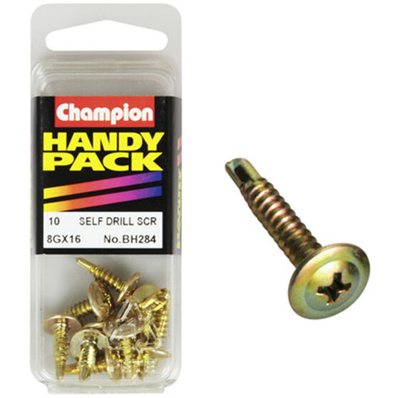 Champion Self Drilling Screws - 8G X 16, BH284, Handy Pack, , scaau_hi-res