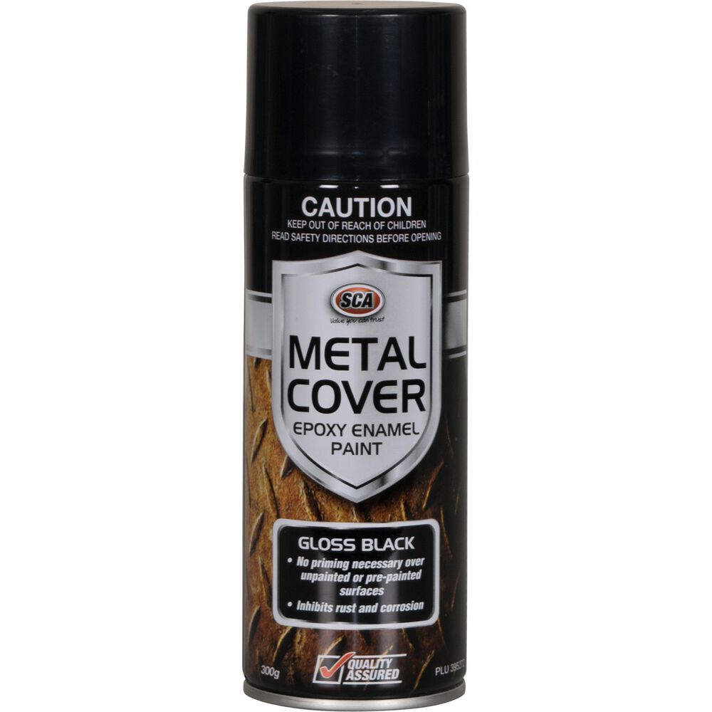 SCA Metal Cover Enamel Rust Paint, Gloss Black 300g Supercheap Auto