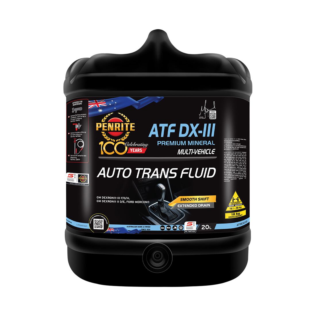 Penrite ATF DX-III Automatic Transmission Fluid 20 Litre, , scaau_hi-res