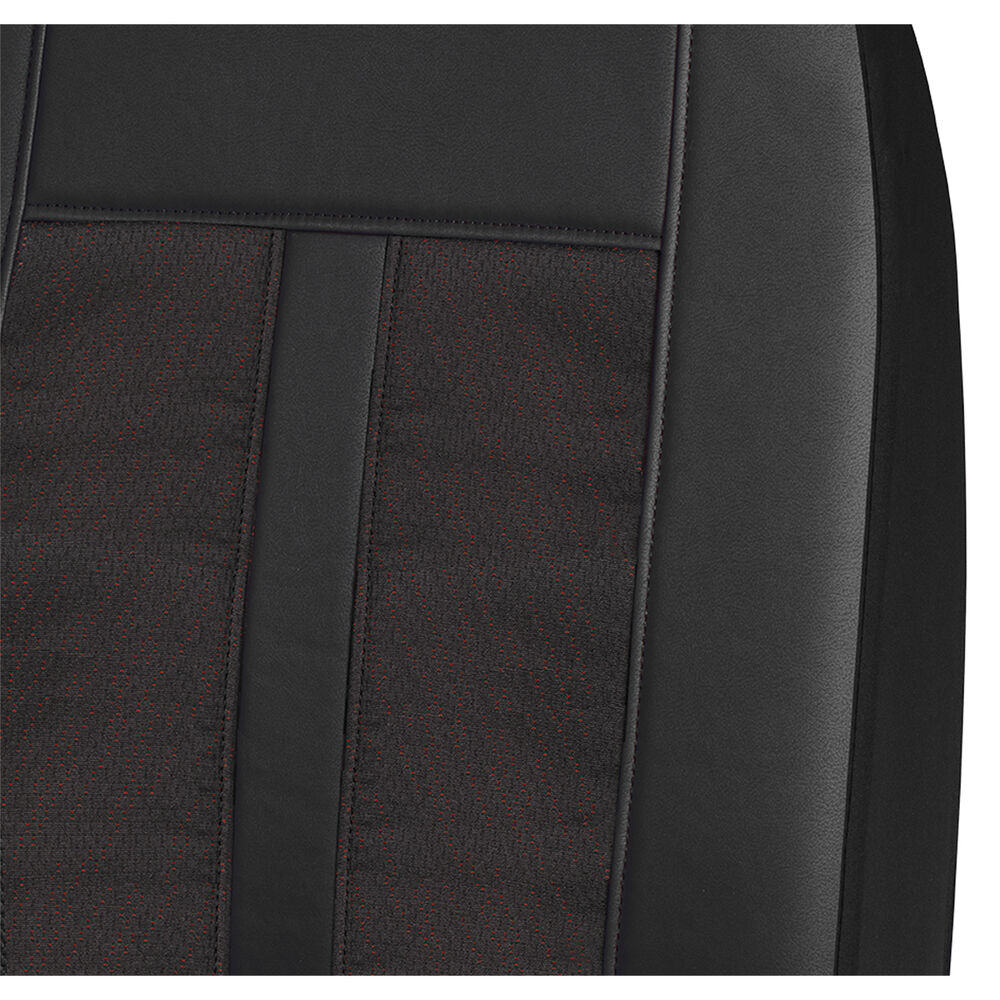 SCA Premium Jacquard & Leather Look Seat Covers Black/Red Adjustable