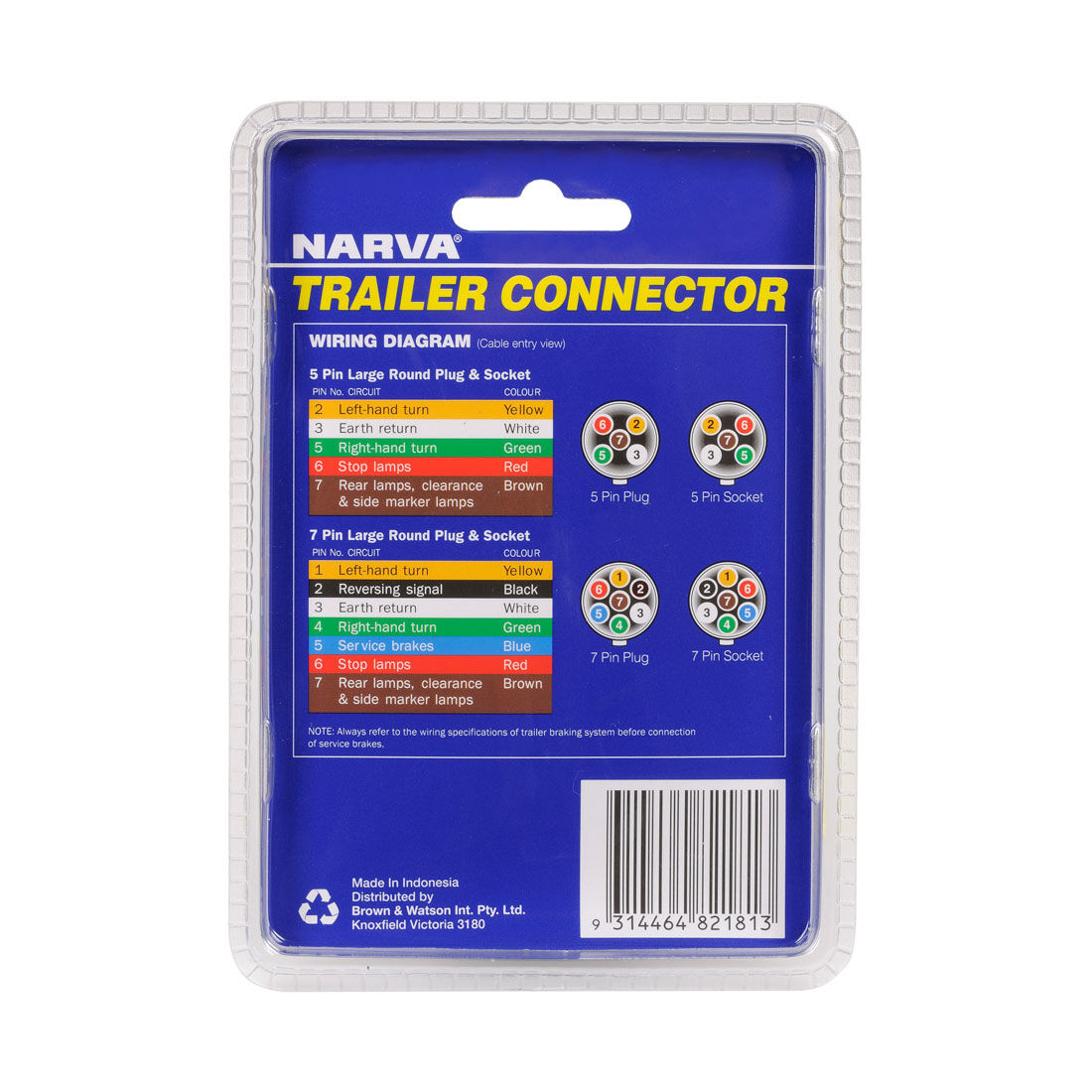 Narva 7 Pin Large Round Plastic Trailer Plug, , scaau_hi-res