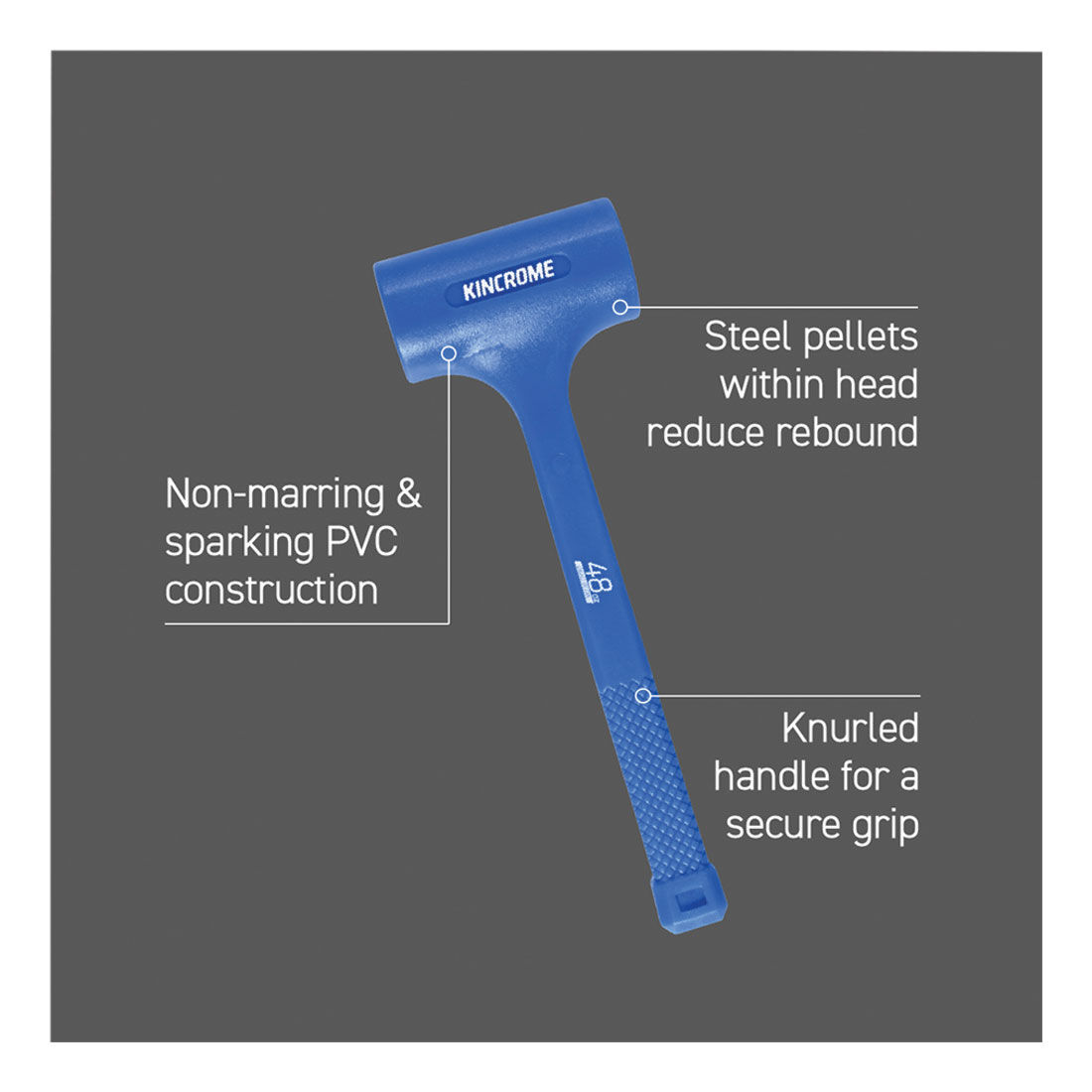 Kincrome Dead Blow Hammer Graphite 48oz, , scaau_hi-res