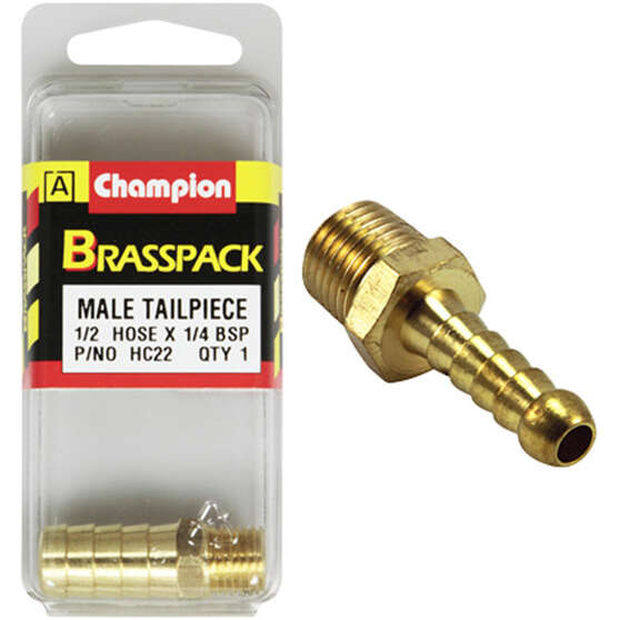 Champion Brass Pack Male Hose Barb HC22, 1/4" X 1/2", , scaau_hi-res
