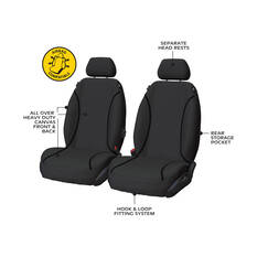 Tradies Canvas Ready Made Seat Covers Front Pair Black suits Hilux, , scaau_hi-res