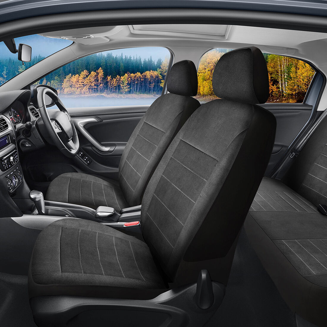 SCA Velour Executive Seat Cover Pack Grey Adjustable Headrests Airbag Compatible 30&06H SAB, , scaau_hi-res