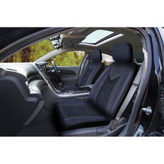 SCA Sports Leather Look And Mesh Seat Covers - Black And Blue, Adjustable Headrests, Airbag Compatible, , scaau_hi-res