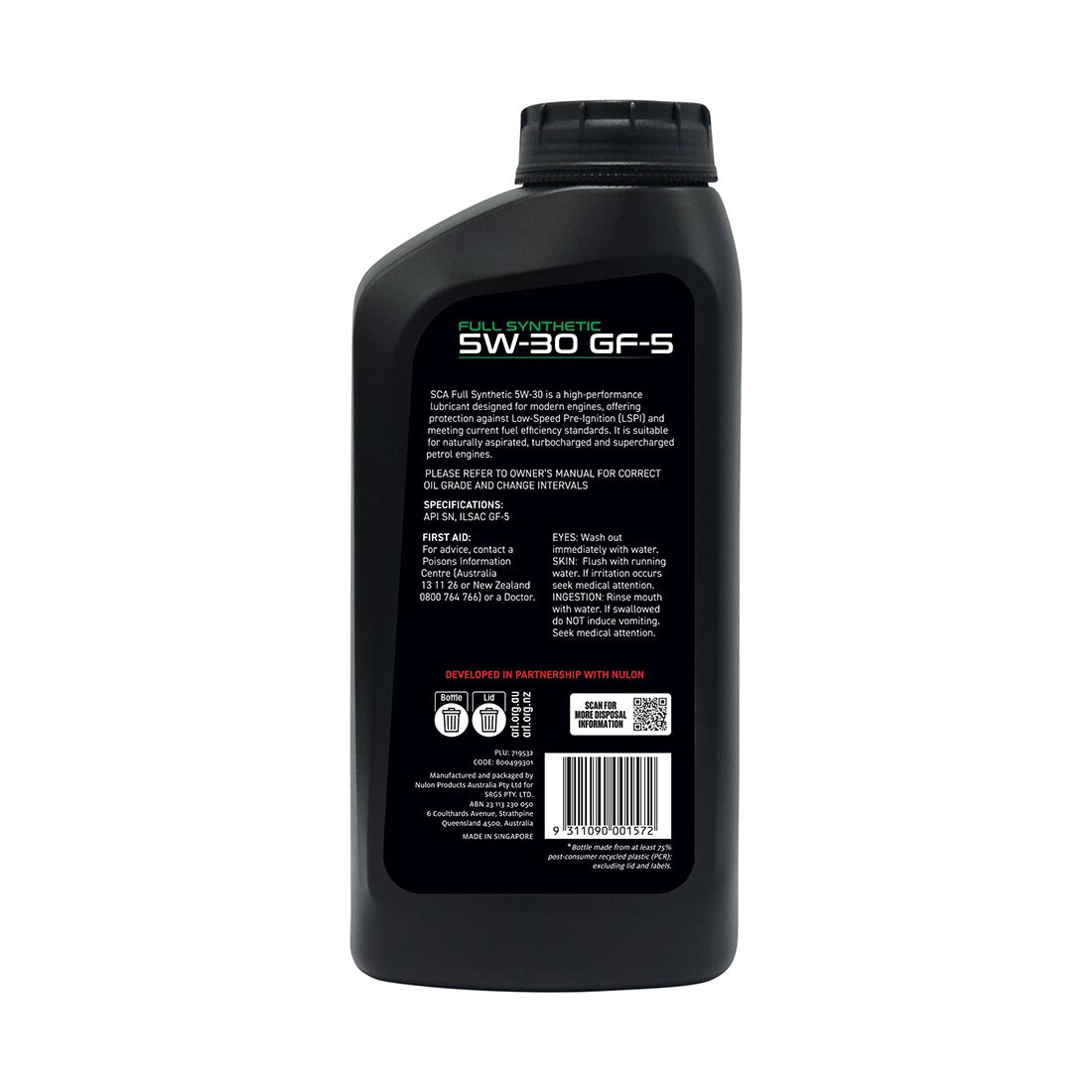 SCA Full Synthetic Engine Oil GF-5 5W-30 1 Litre, , scaau_hi-res