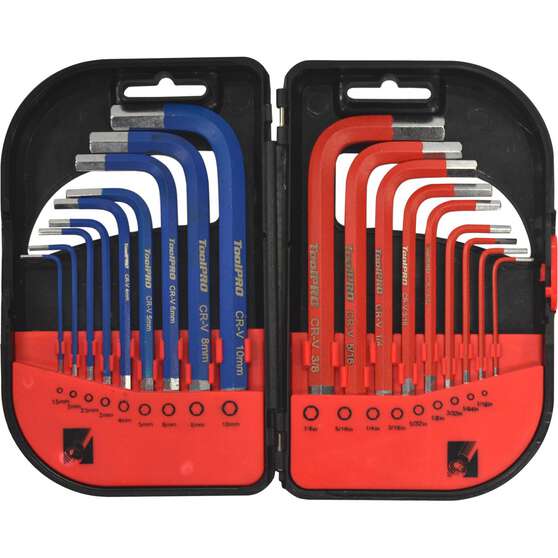 ToolPRO Short Hex Key Set - Metric & SAE, 18 Pieces, , scaau_hi-res
