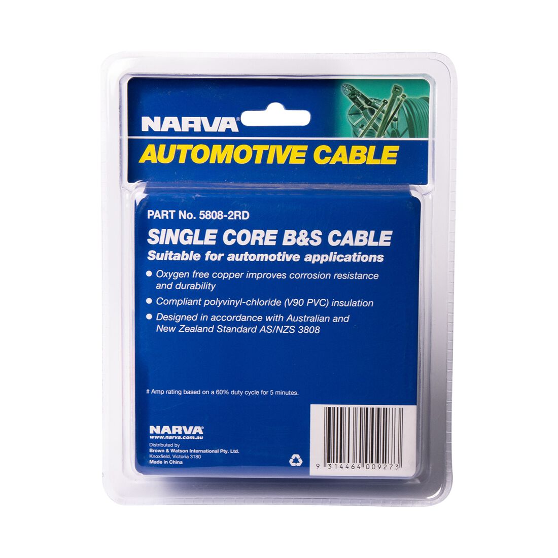 Narva Battery & Starter Cable, 100 Amp, 8mm x 2m - Red, , scaau_hi-res