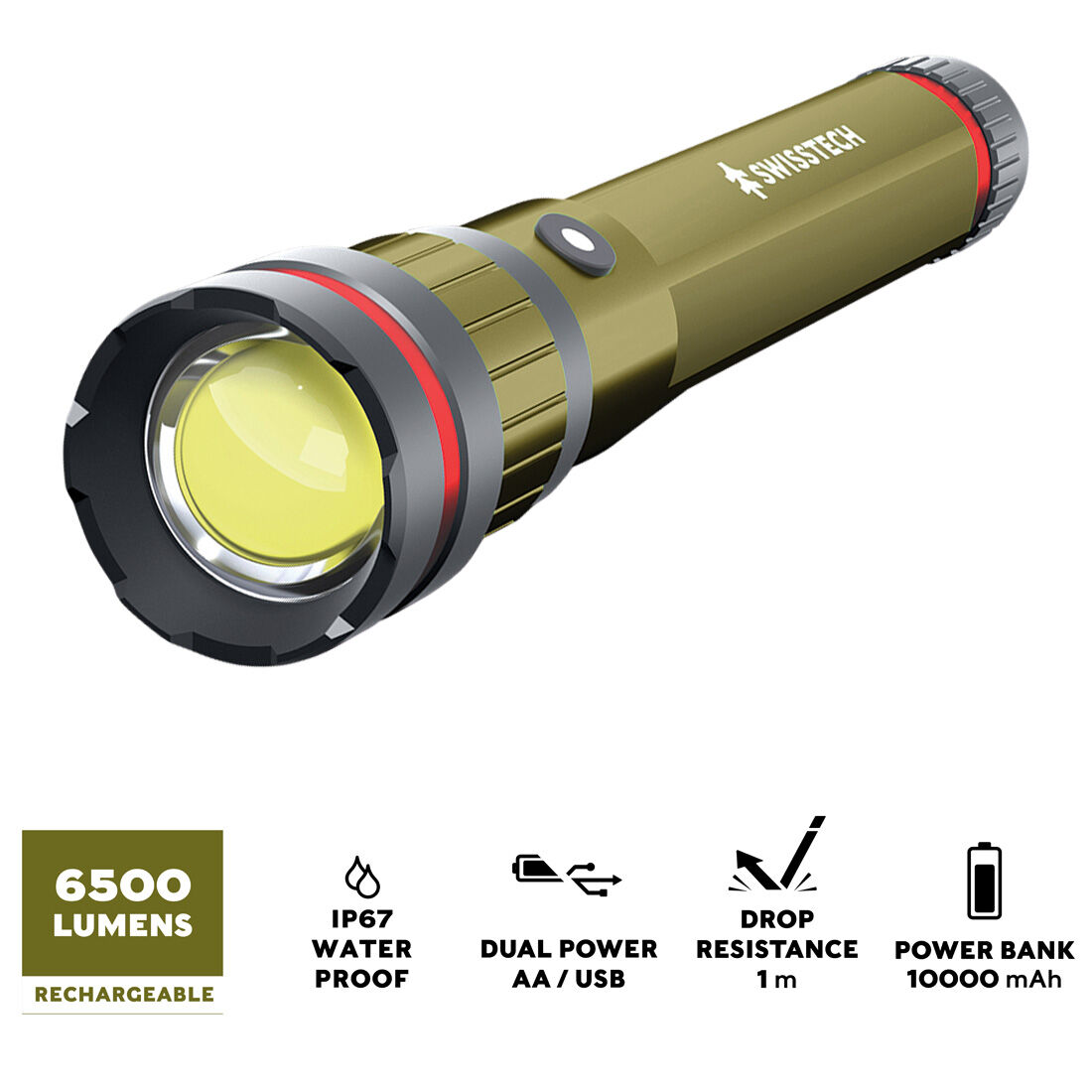 SWISSTECH Dual Power LED Flashlight, , scaau_hi-res
