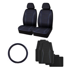SCA Blue Leather Look and Carbon Fibre Seat Cover Set, , scaau_hi-res