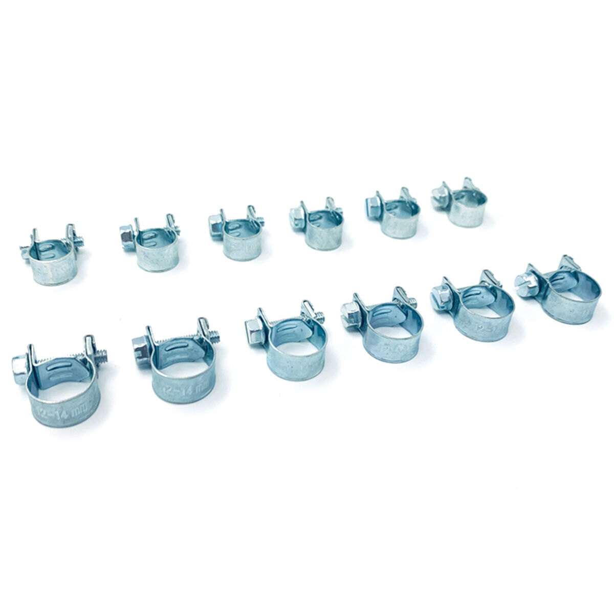 Calibre Hose Clamps - Zinc Plated, 12 Pieces, 9-11mm & 12-14mm, , scaau_hi-res