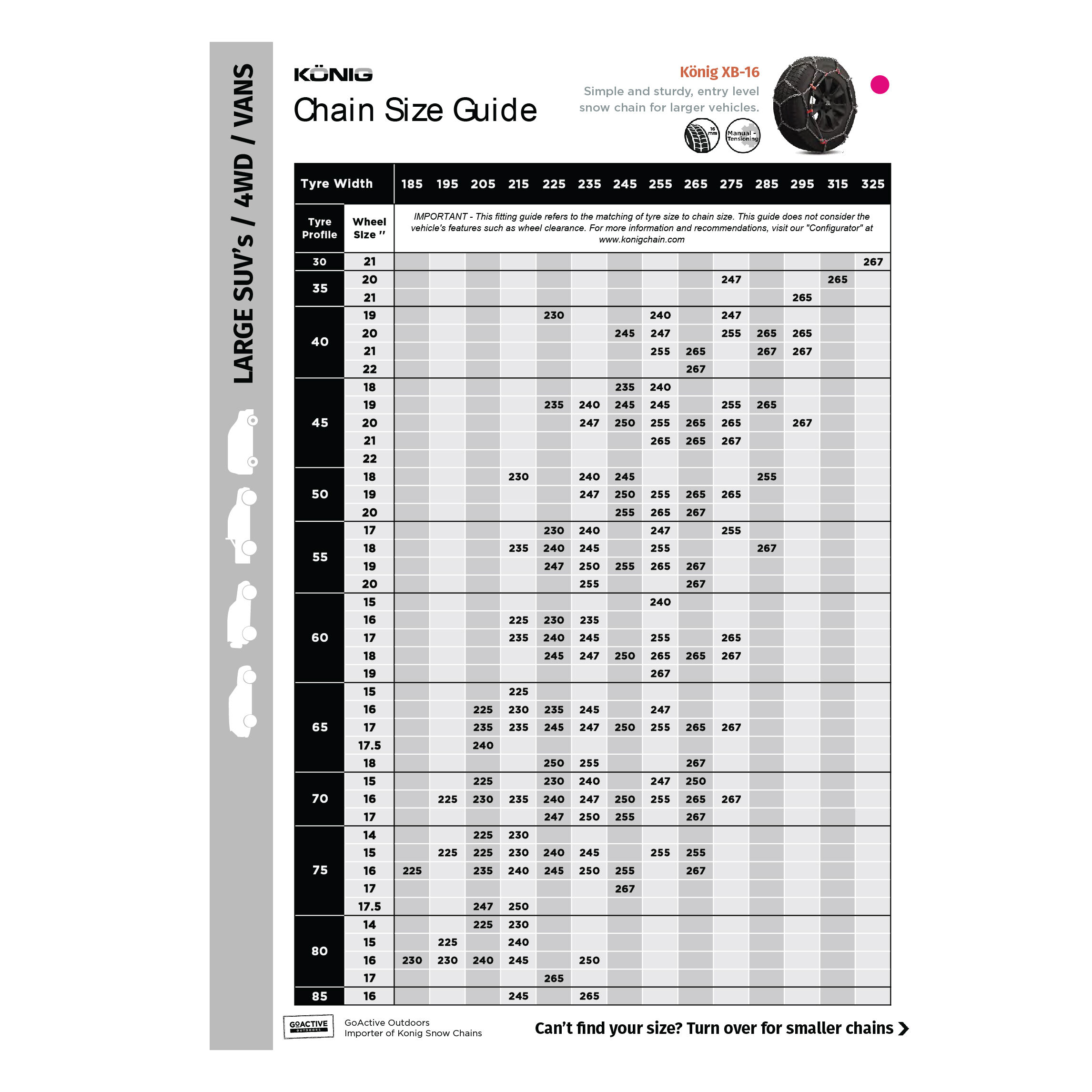 Konig Snow Chains XB16 - 245, , scaau_hi-res