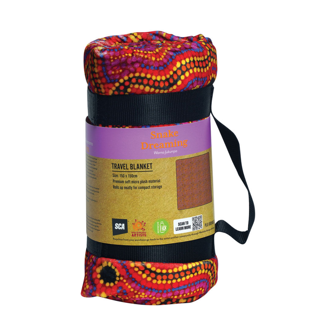 Snake Dreaming Repreve Travel Blanket Dot 150cm x 150cm, , scaau_hi-res