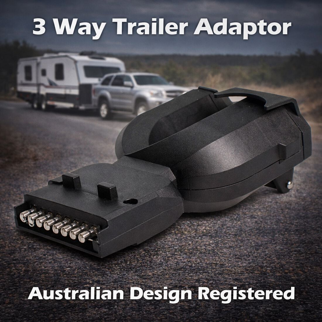 SCA Trailer Adaptor 3 Way 7 Pin Flat Socket to 7 Pin Small Round Plug, 7 Pin Large Round Plug, , scaau_hi-res