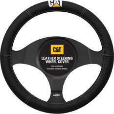 Caterpillar Steering Wheel Cover Leather Black 380mm Diameter, , scaau_hi-res