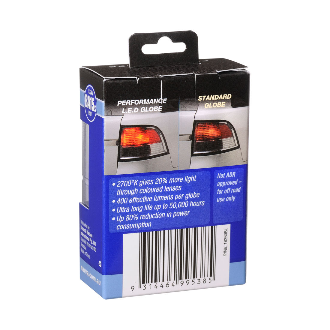 Narva Automotive Globes - Performance LED Bayonet 12/24V, R5W, BA15S, , scaau_hi-res