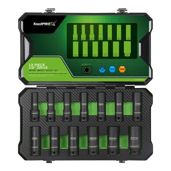 ToolPROX Impact Socket Set 1/2" Drive Metric 13 Piece Supercheap Auto