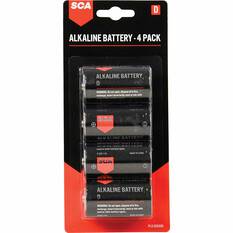 SCA Alkaline D Batteries 4 Pack, , scaau_hi-res