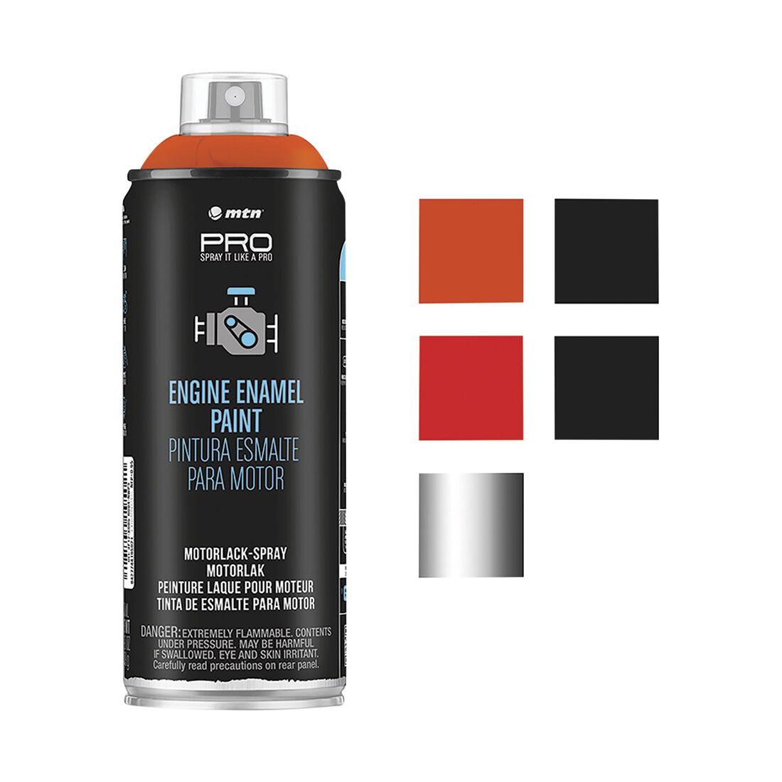 MTN PRO Engine Enamel Orange Chevy 400ml Spray Paint, , scaau_hi-res