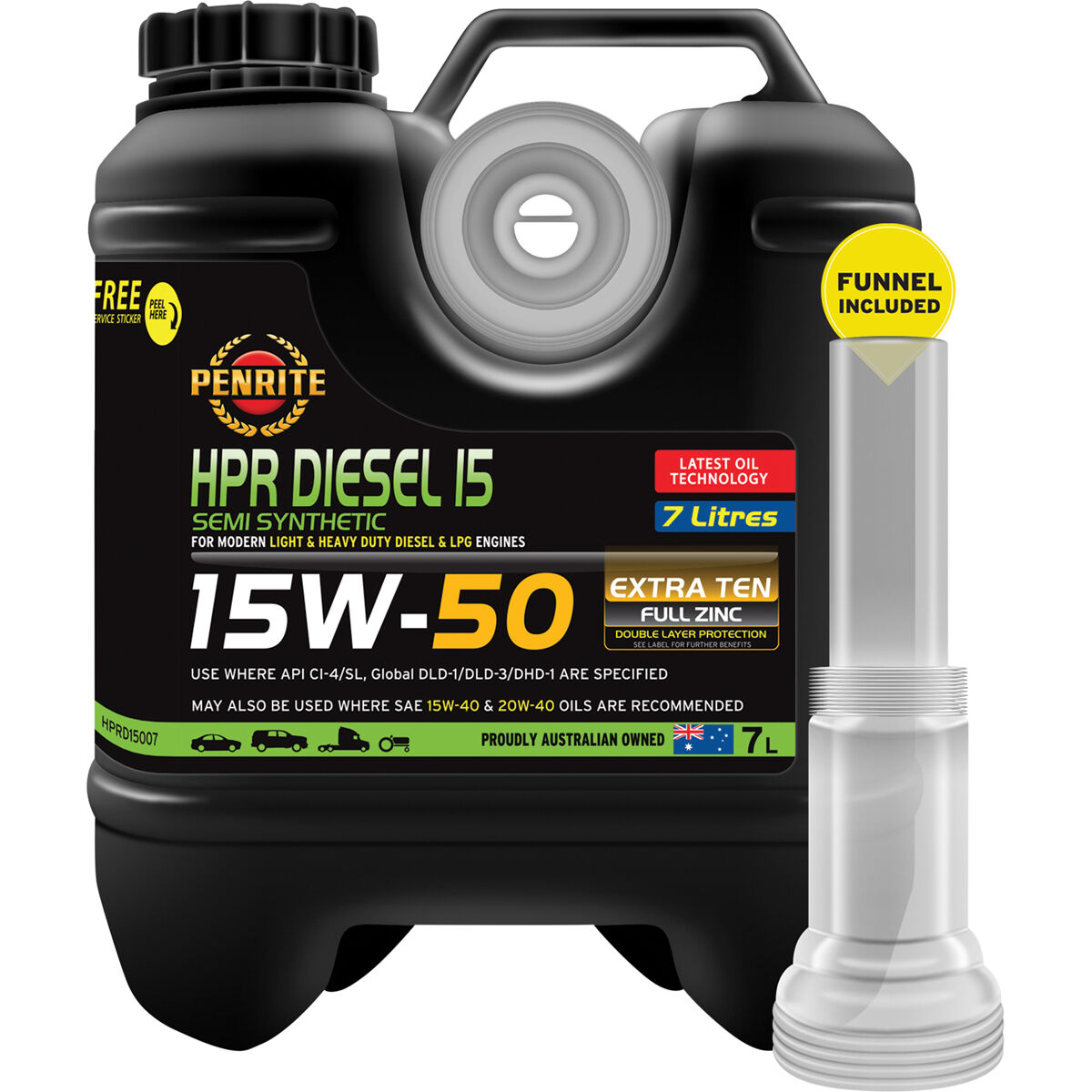Penrite HPR Diesel 15 Engine Oil - 15W-50, 7 Litre, , scaau_hi-res