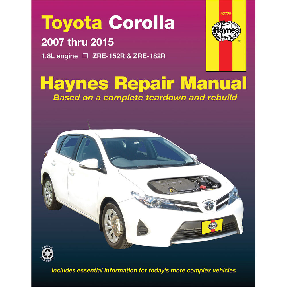 Haynes Car Manual Toyota Corolla, 2007-2015 - 92729 | Supercheap Auto