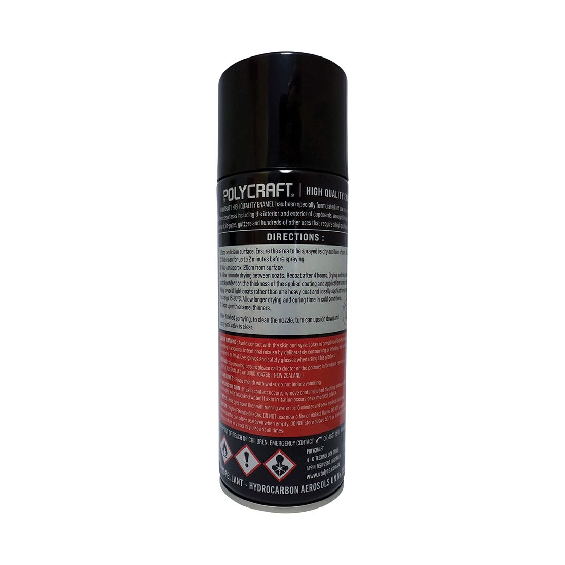 Polycraft Premium Enamel Spray Paint - Gloss Black, , scaau_hi-res