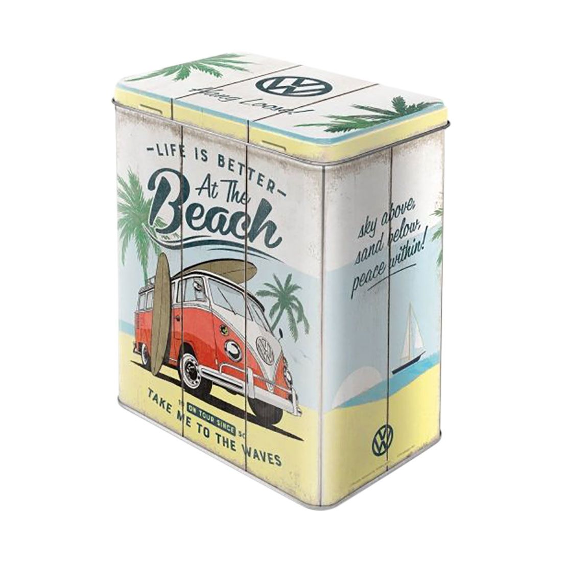 Nostalgic-Art Large Tin Box with Separate Lid - VW Kombi - Beach, , scaau_hi-res