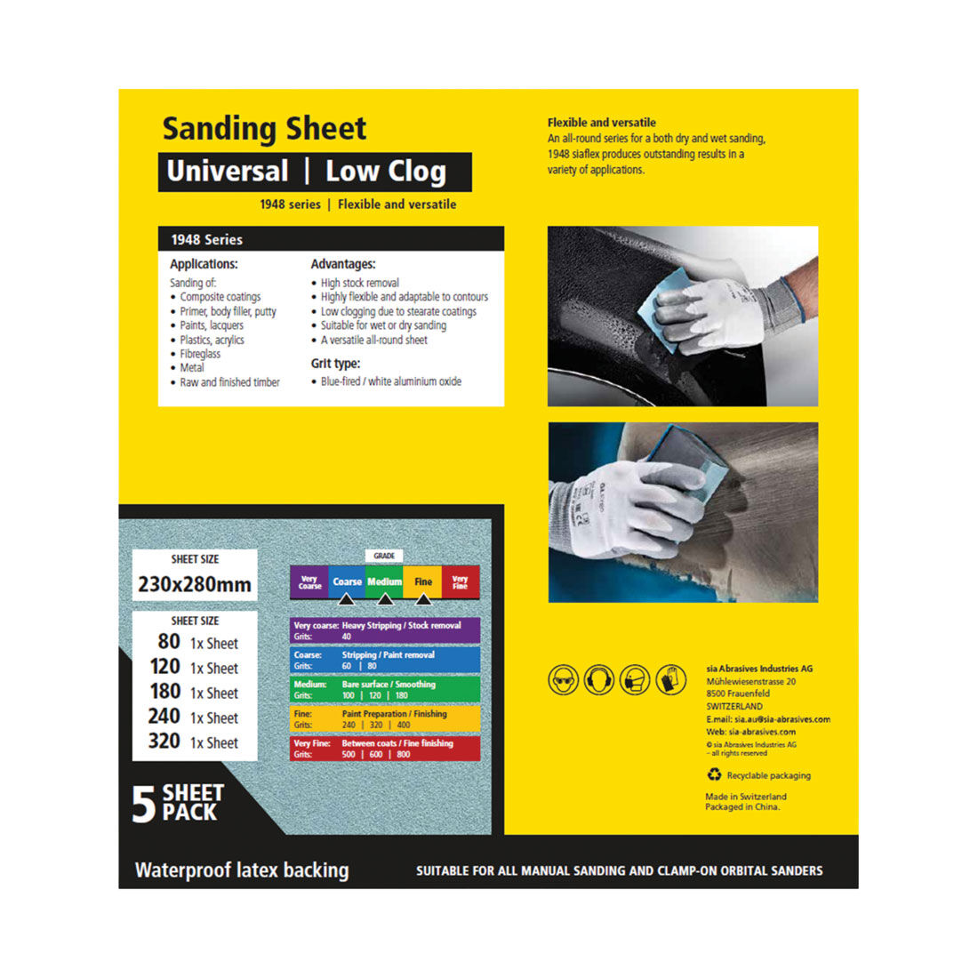 SIA Abrasives Sandpaper 5 Pack Mixed - Siaflex 1948, , scaau_hi-res