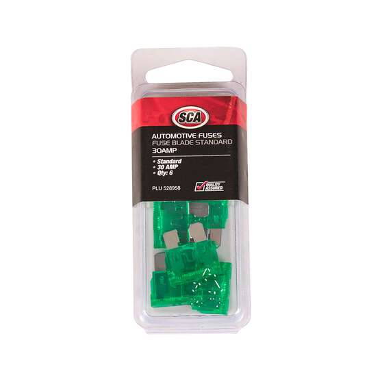 SCA Automotive Fuses - Standard Blade, 30 Amp, 6 Piece, , scaau_hi-res