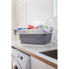 Collapse-A Laundry Basket 37L Grey, , scaau_hi-res