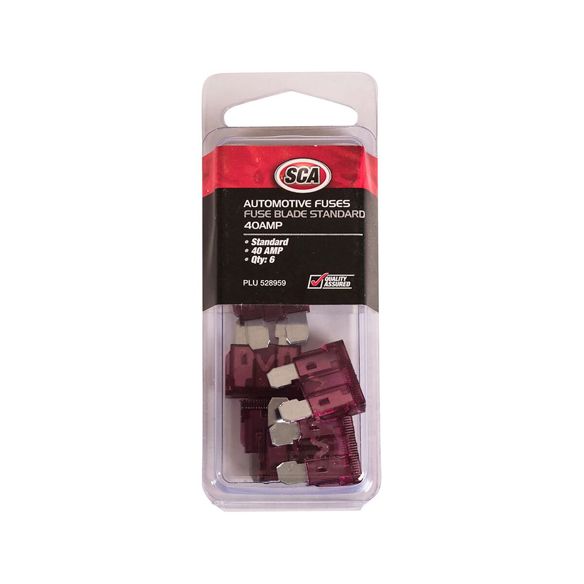 SCA Automotive Fuses - Standard Blade, 40 Amp, 6 Piece, , scaau_hi-res