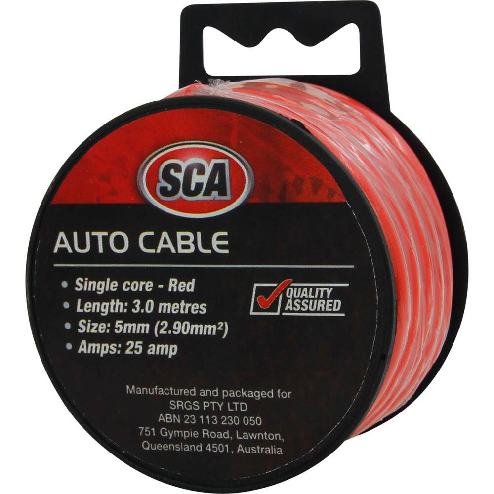 Red Auto Cable SCA Automotive Cable Single Core 25A 5mm x 3m Red | Supercheap Auto