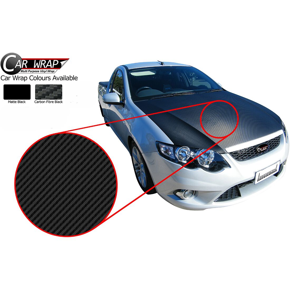 Autotecnica Vinyl Car Wrap Film - 3D Black, 20 x 213cm, , scaau_hi-res