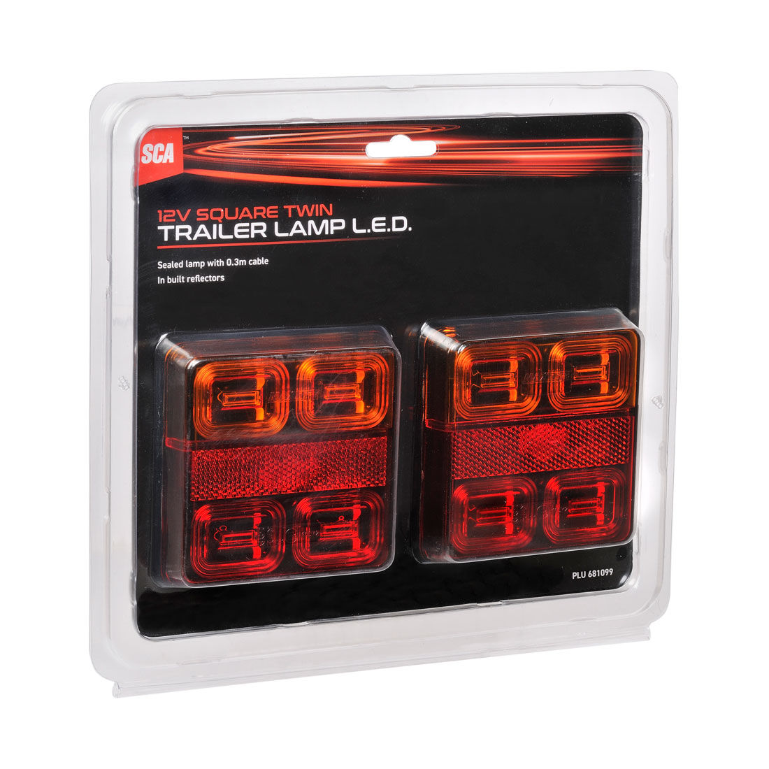 SCA Trailer Lamp LED 12V Square 2 Pack, , scaau_hi-res