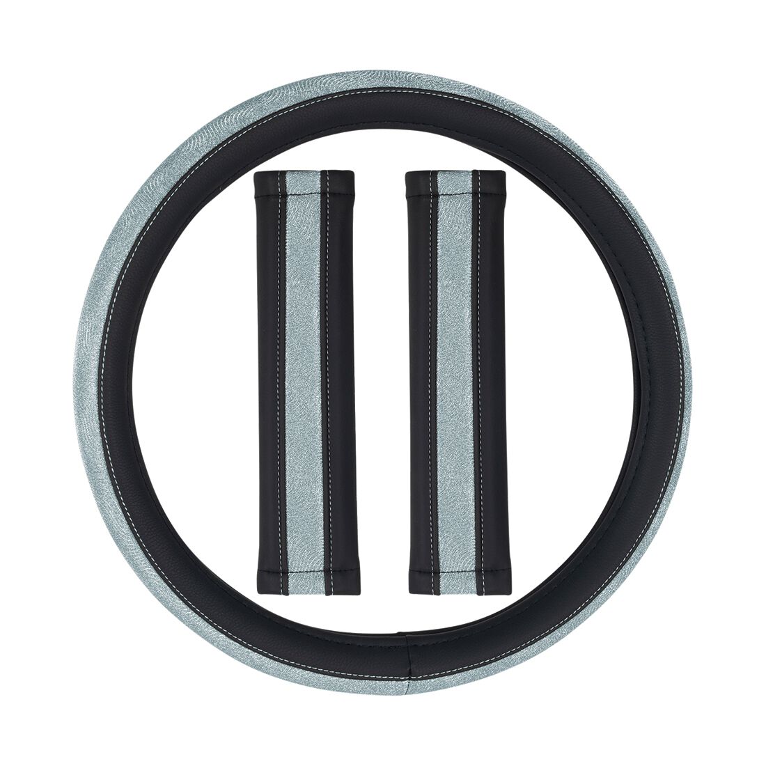 SCA Steering Wheel Cover & Seat Belt Buddie Blue Shimmer Leather Look, , scaau_hi-res