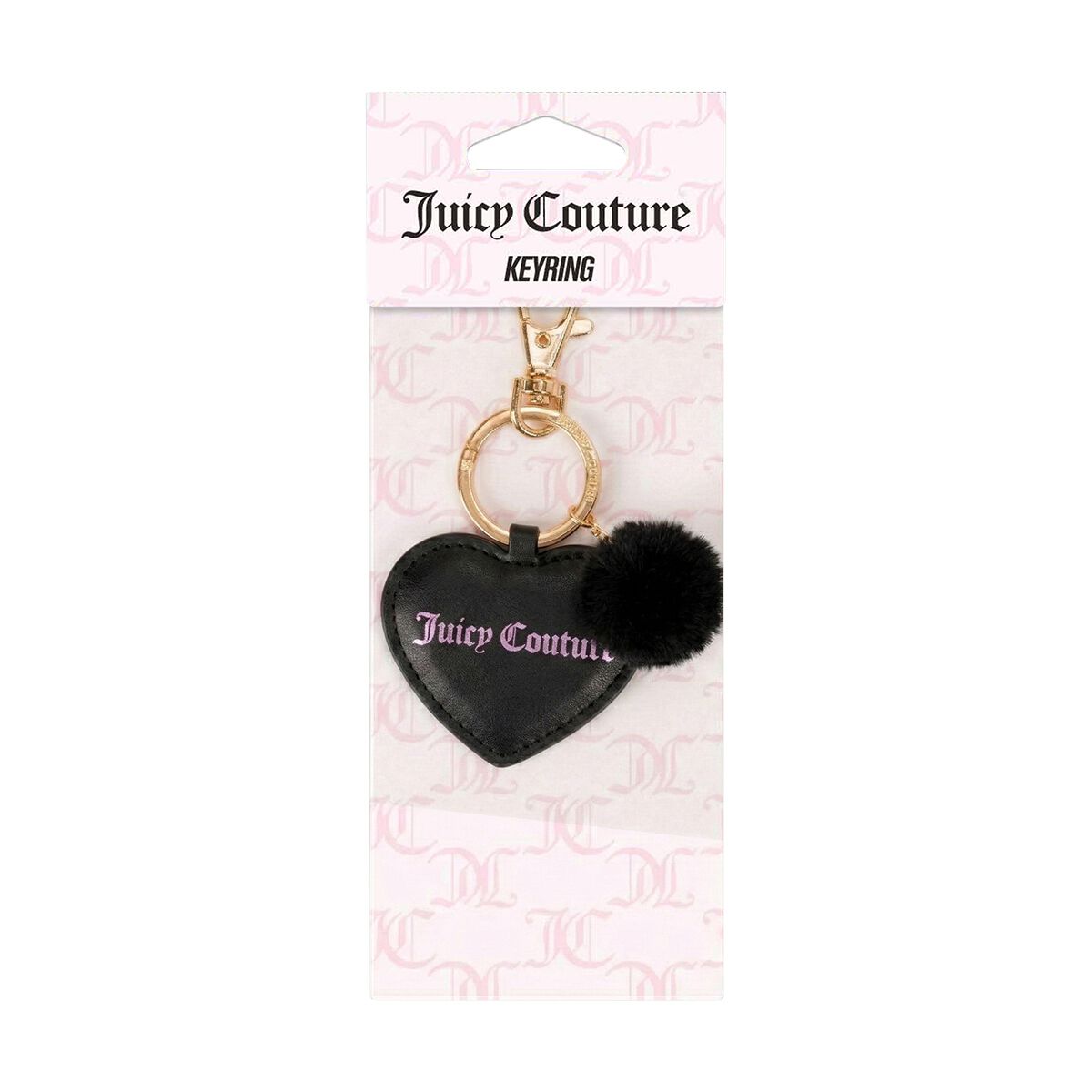 Juicy Couture Bling Juicy Keyring - Black Heart Pompom, , scaau_hi-res