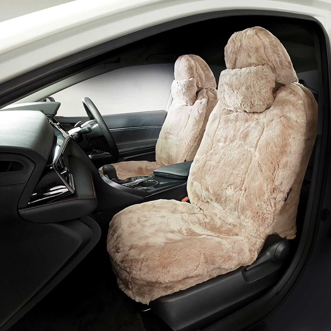 Platinum CLOUDLUX Sheepskin Seat Covers - Bamboo Adjustable Headrests Size 30 Airbag Compatible, , scaau_hi-res