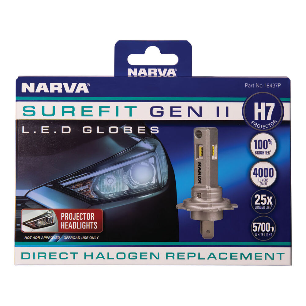 Narva Surefit Projector Style LED Headlight Globes H7 12/24v