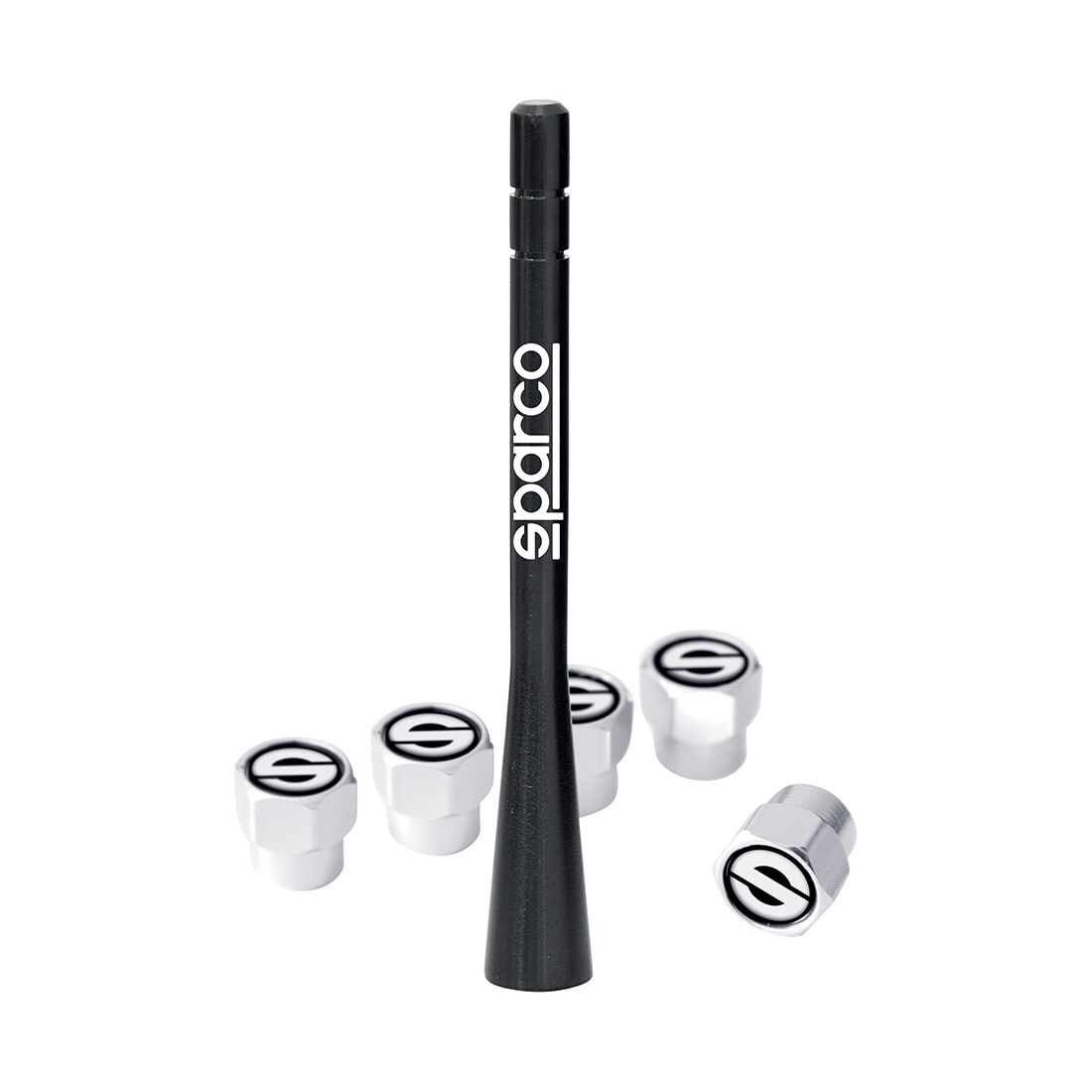 Sparco JDM Antenna and 5pc Valve Caps Set, , scaau_hi-res