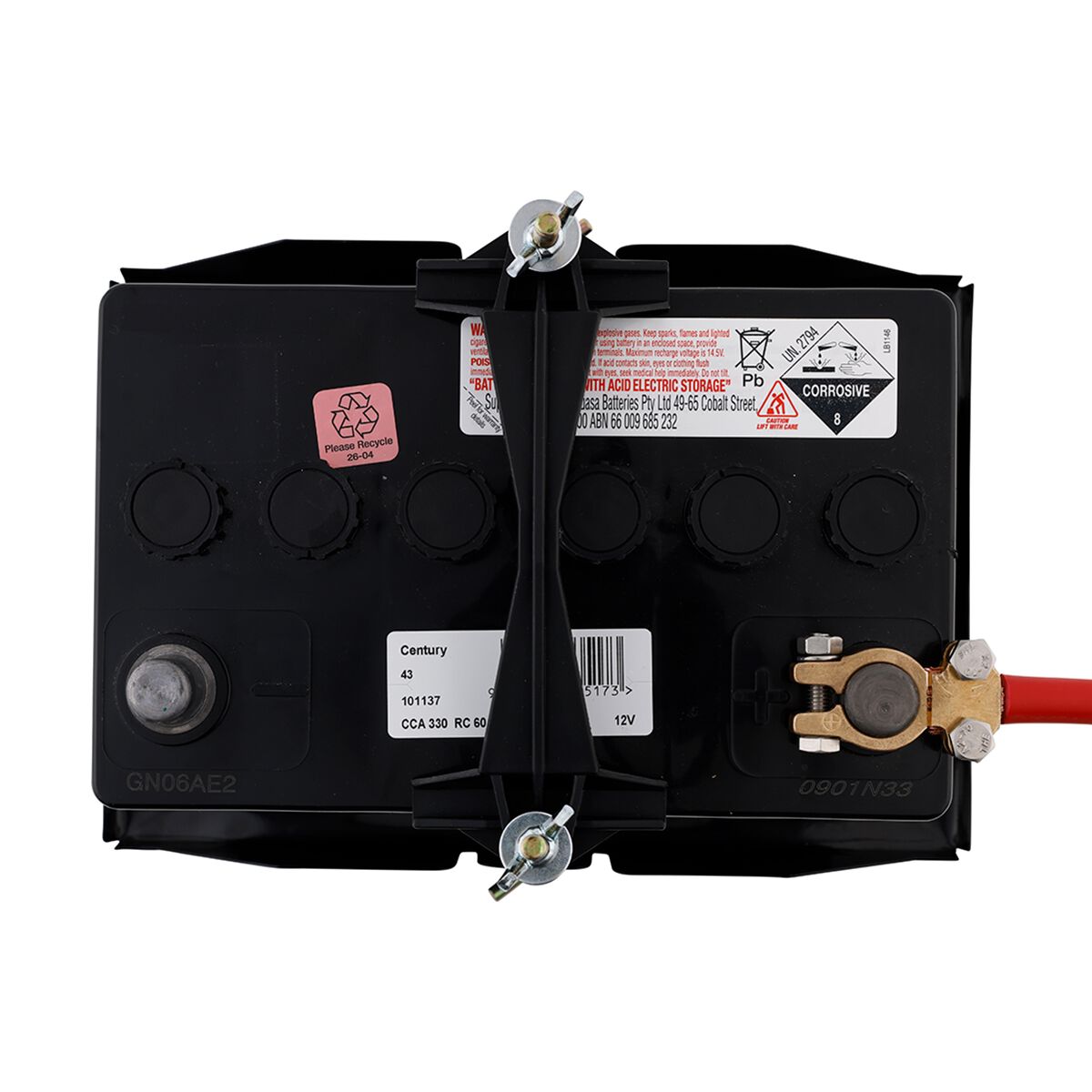 Century Battery Terminal, Forged Brass, Saddle Type - Positive, , scaau_hi-res