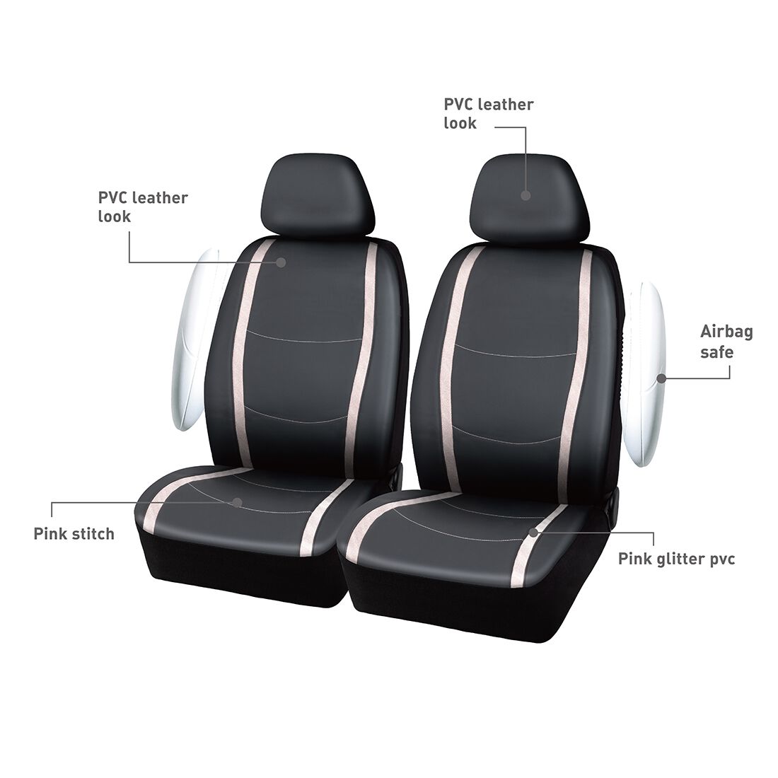 SCA Leather Look Seat Cover Pink Shimmer, , scaau_hi-res