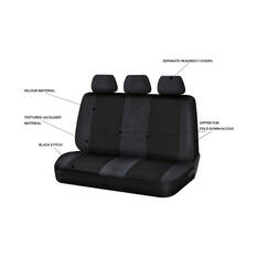 SCA Premium Jacquard and Velour Seat Covers Charcoal Rear Seat Size Adjustable Zips 06H, , scaau_hi-res