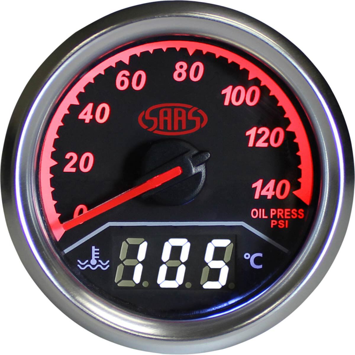 SAAS Dual Oil Pressure / Water Temperature Trax Gauge - Black, , scaau_hi-res